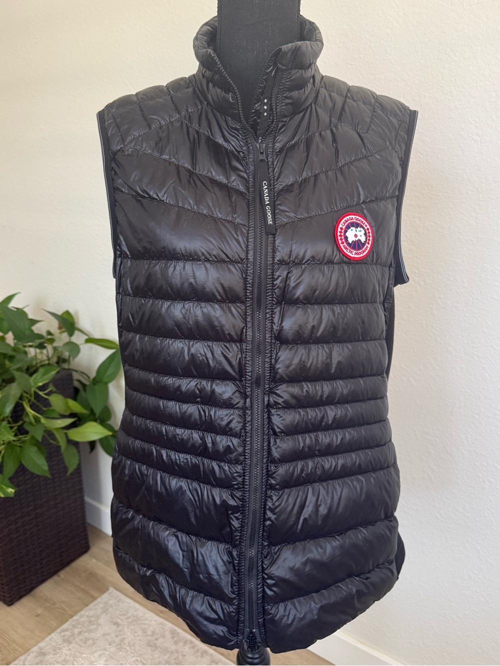 Canada Goose Black Quilted Lightweight Down Vest with Logo Patch